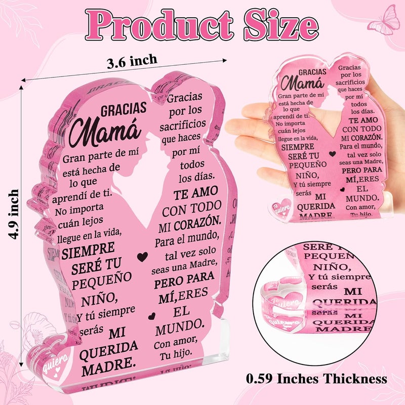 Yopyame Gift for Mom from Son - Spanish Mamá Mom Acrylic Mother Son Embracing Acrylic Plaque Sign Best Mother Ever Gifts Regalos para Mama Office Desk Birthday Mother’s Day Christmas Keepsake Gifts - Image 2